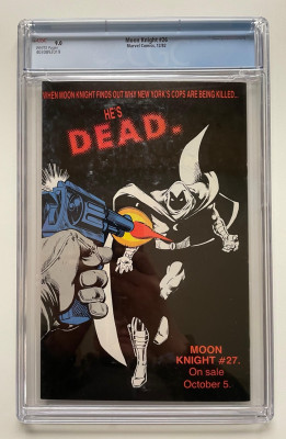 Komiks Moon Knight #26, Marvel Comics 1982, CGC 9.0