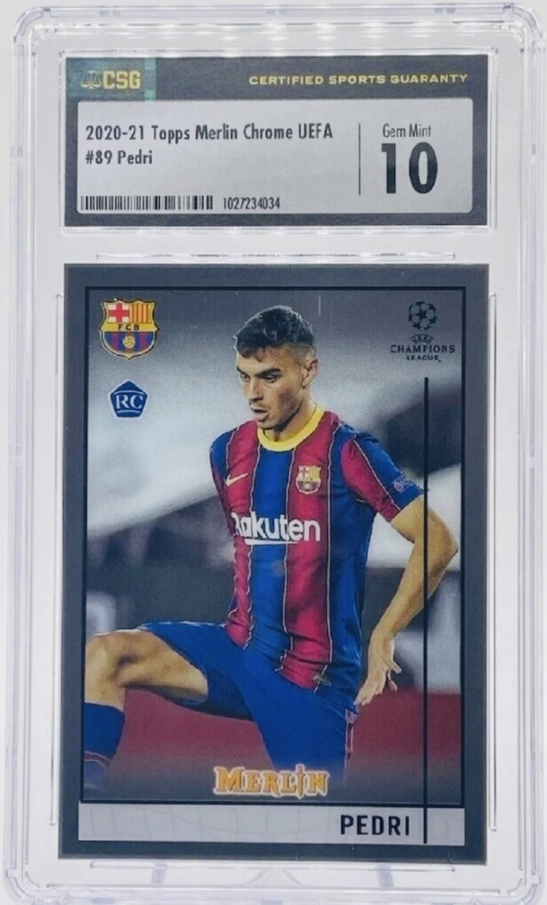 Rookie karta Pedri #89, 2020-21 Topps Merlin Chrome UEFA, CSG 10