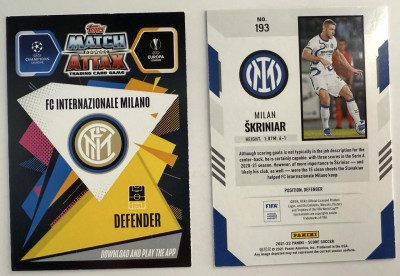 Topps, Panini karta Milan Skriniar, Inter Milano 2x