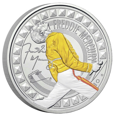 Freddie Mercury 2025 UK £5 Brilliant Uncirculated Colour Coin – Limitovaná edícia 12,500 ks