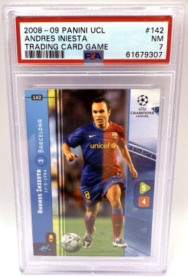 Karta Andres Iniesta, 2008-09 Panini UCL, PSA 7