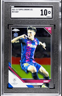 Rookie karta Gavi #25, 2021-22 Topps Chrom UCL, SGC 10