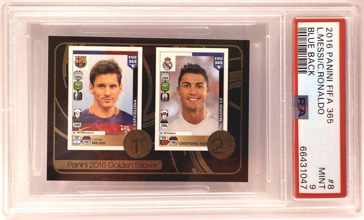 Nálepka Messi / Ronaldo #8, Panini 2016, PSA 9