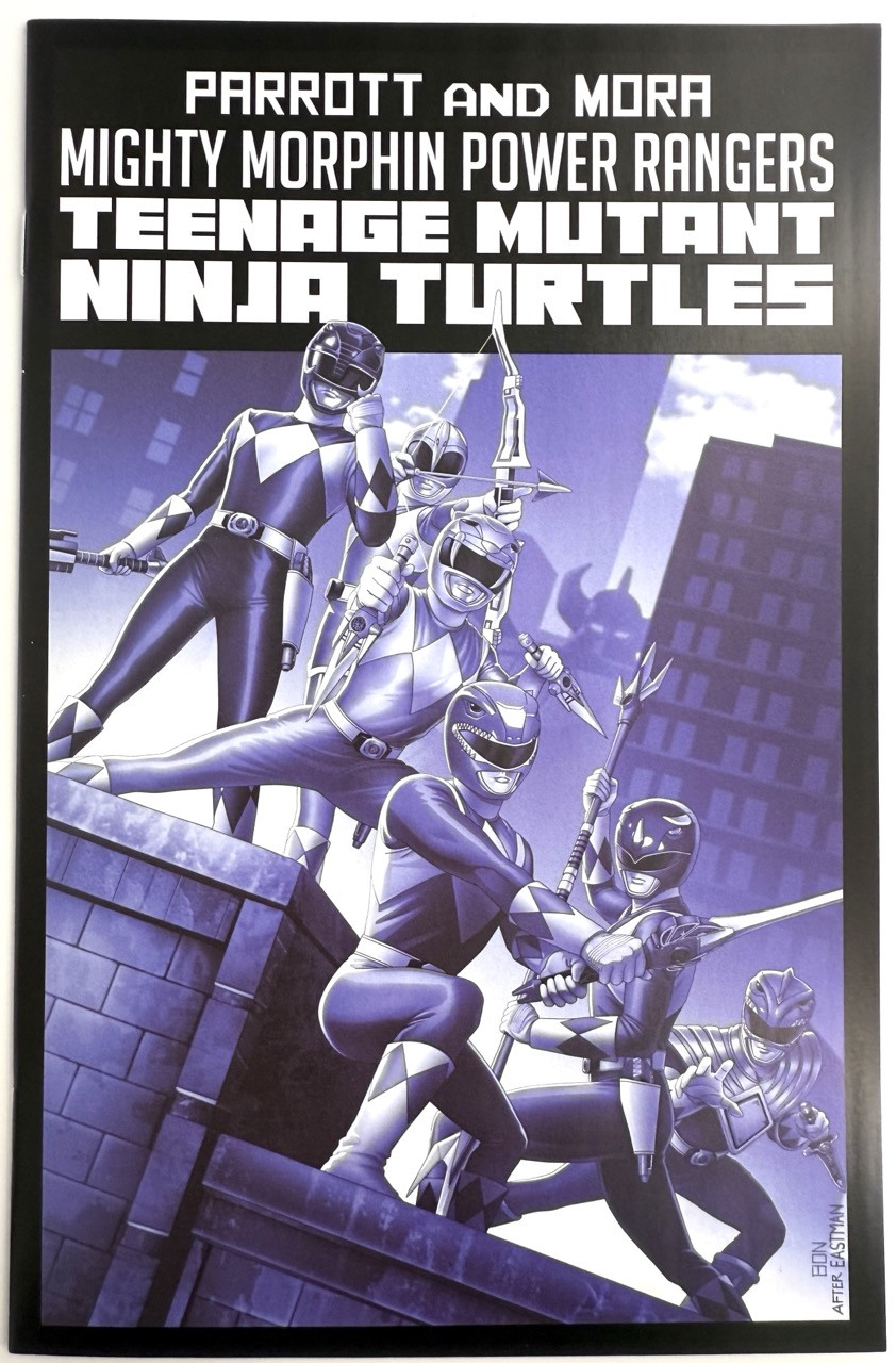 Mighty Morphin Power Rangers Teenage Mutant Ninja Turtles II Black and White Edition 1B VF 2023 Boom Studios komiks