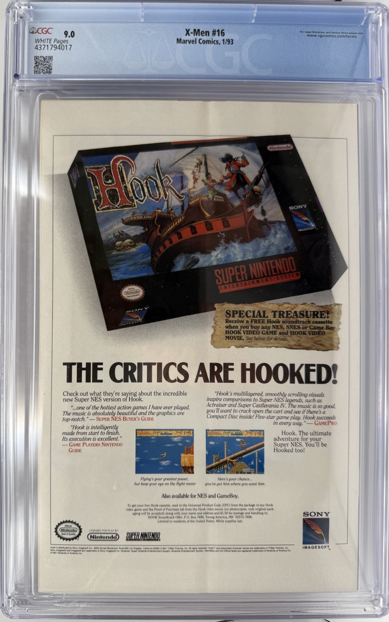 Komiks X-Men #16, Marvel, rok 1993, CGC 9.0