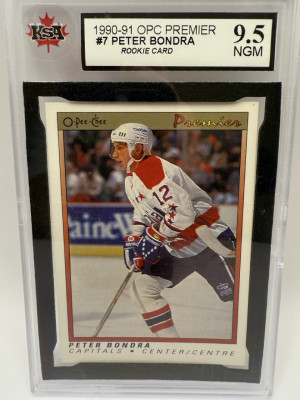 Peter Bondra rookie #7, 1990-91 O-Pee-Chee Premier, KSA 9.5
