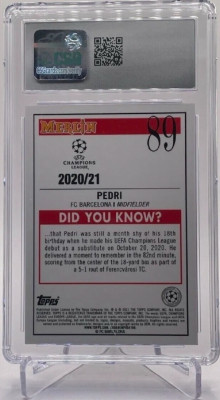 Rookie karta Pedri #89, 2020-21 Topps Merlin Chrome UEFA, CSG 10
