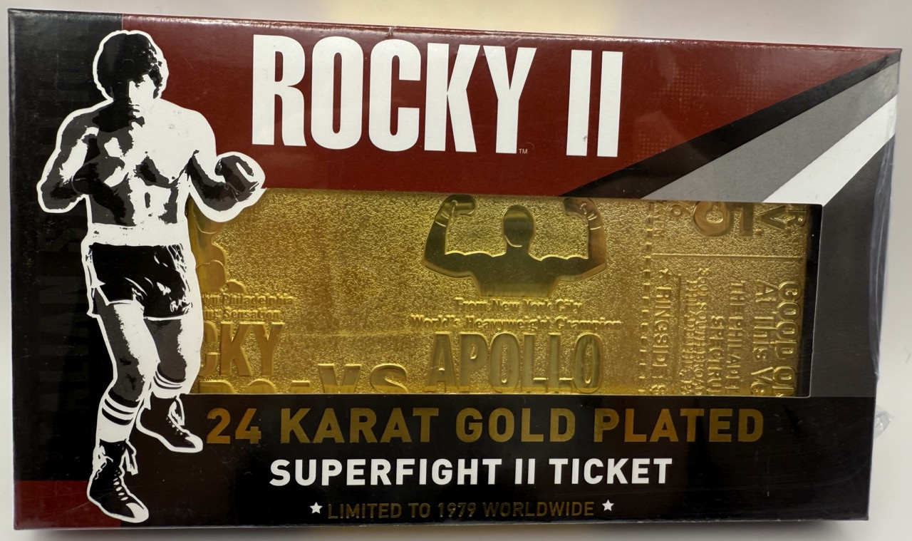 Rocky II 24k gold plated Superfight tiket-limitka 1979 kusov