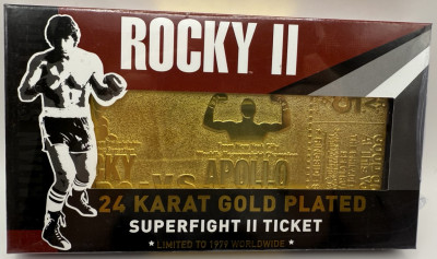 Rocky II 24k gold plated Superfight tiket-limitka 1979 kusov