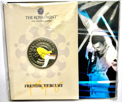 Freddie Mercury 2025 UK £5 Brilliant Uncirculated Colour Coin – Limitovaná edícia 12,500 ks