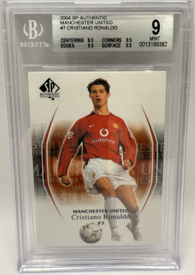 Karta Cristiano Ronaldo #7, 2004 SP Authentic Upper Deck, Beckett, znamka 9