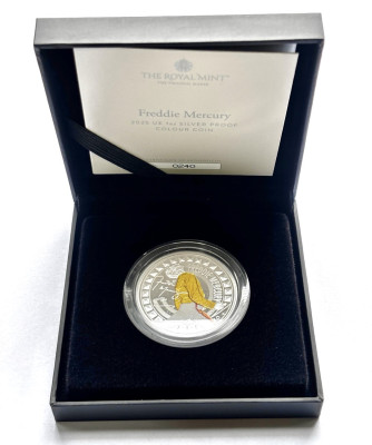 Freddie Mercury 2025 UK 1oz Silver Proof Colour Coin – Limitovaná edícia 4,500 ks