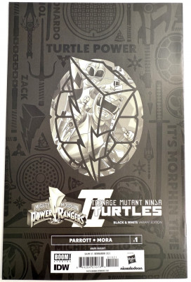 Mighty Morphin Power Rangers Teenage Mutant Ninja Turtles II Black and White Edition 1B VF 2023 Boom Studios komiks