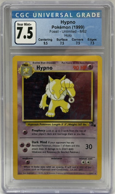 Pokemon karta Hypno, Fossil Unlimited z roku 1999, CGC 7.5
