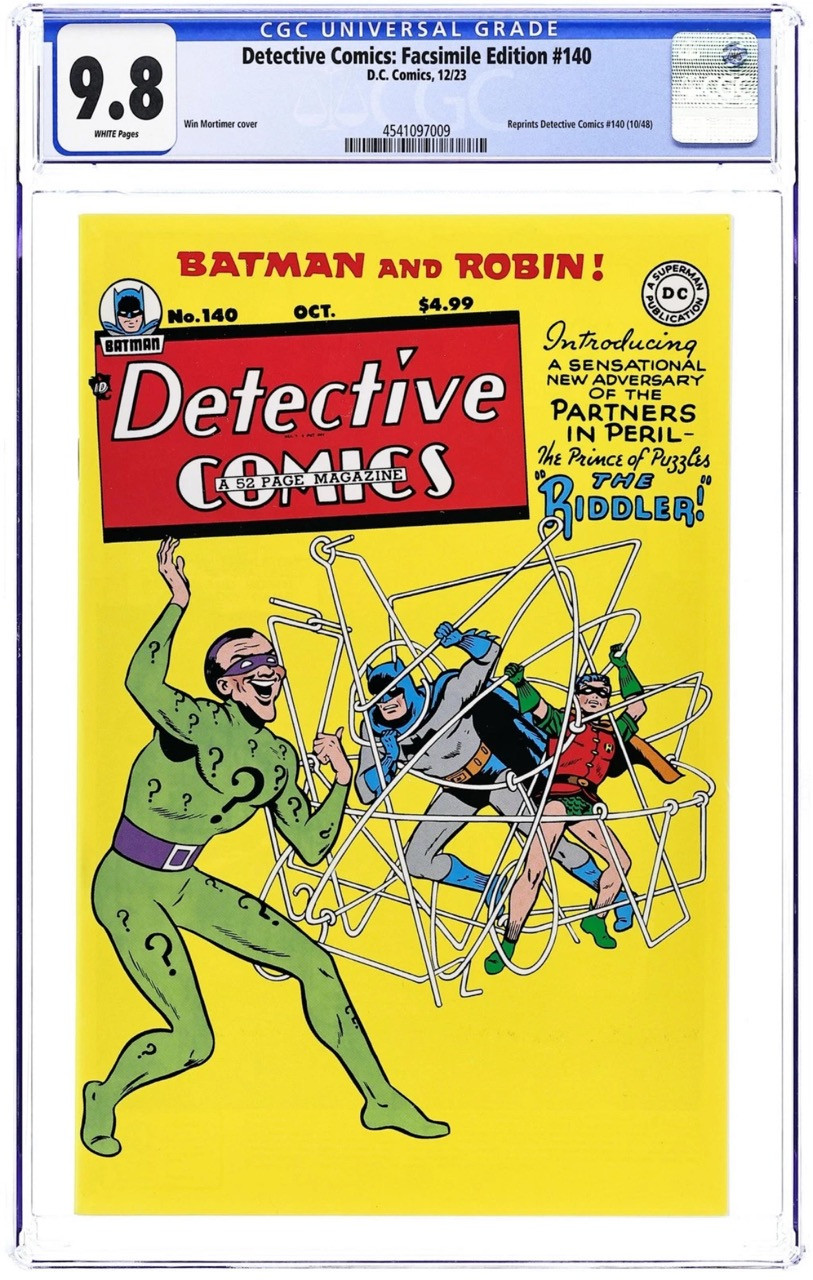 Detective Comics Facsimile Edition #140A – CGC 9.8 – Riddler debut 1948