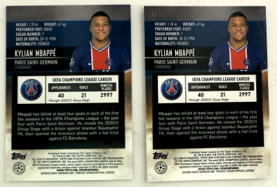 Kylian Mbappe #75, PSG, Topps Chrome Stadium Champions League 2020/21