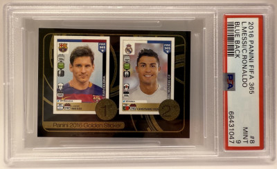 Nálepka Messi / Ronaldo #8, Panini 2016, PSA 9