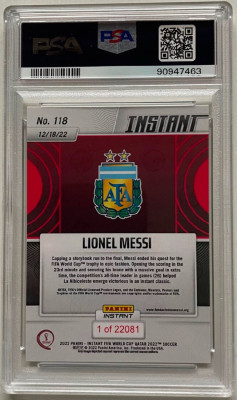 Karta Lionel Messi #118, Panini 2022, Qatar, PSA 10