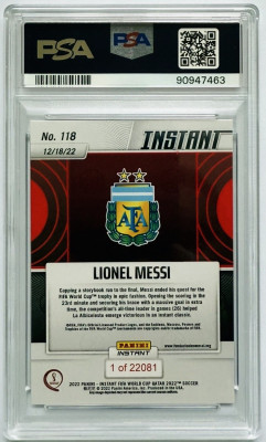 Karta Lionel Messi #118, Panini 2022, Qatar, PSA 10