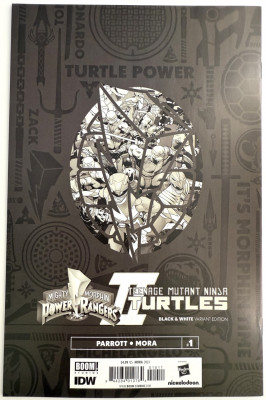 Mighty Morphin Power Rangers Teenage Mutant Ninja Turtles II Black and White Edition 1A VF 2023 Boom Studios komiks