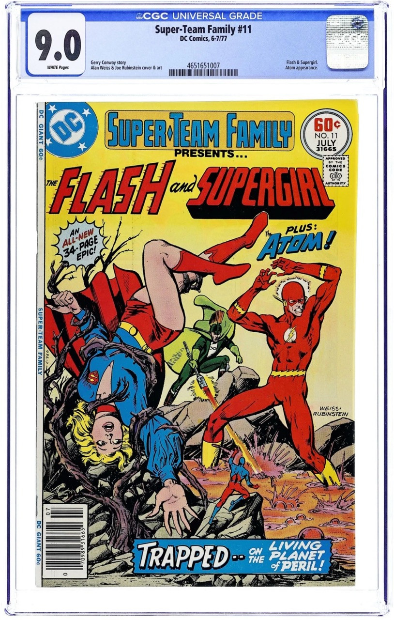 Super-Team Family #11 (1976) – CGC 9.0 – Flash, Supergirl a Atom na Living Planet