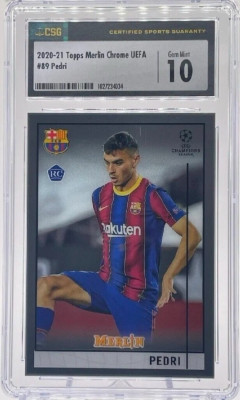 Rookie karta Pedri #89, 2020-21 Topps Merlin Chrome UEFA, CSG 10