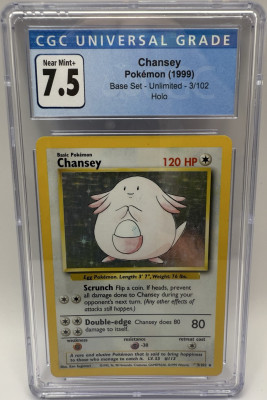 Pokemon karta Chansey, Base Set Unlimited 1999, CGC 7.5